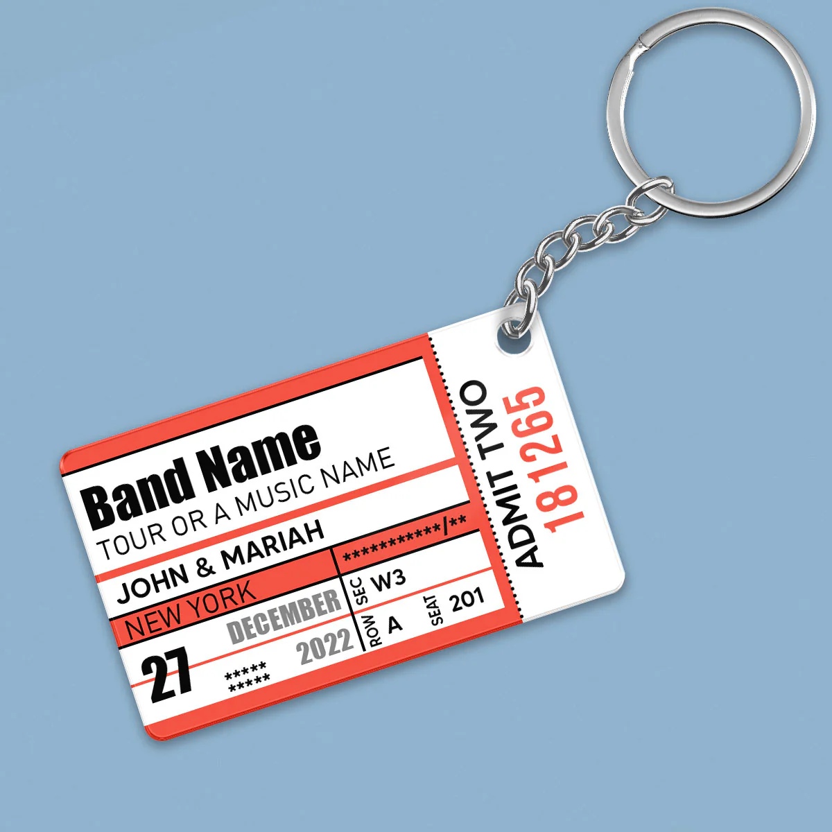 Custom Concert Stub Ticket Keepsake Personalized Acrylic Keychain - Image 2