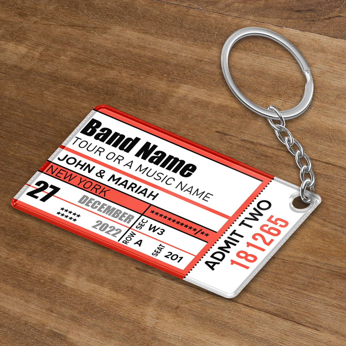 Custom Concert Stub Ticket Keepsake Personalized Acrylic Keychain - Image 3