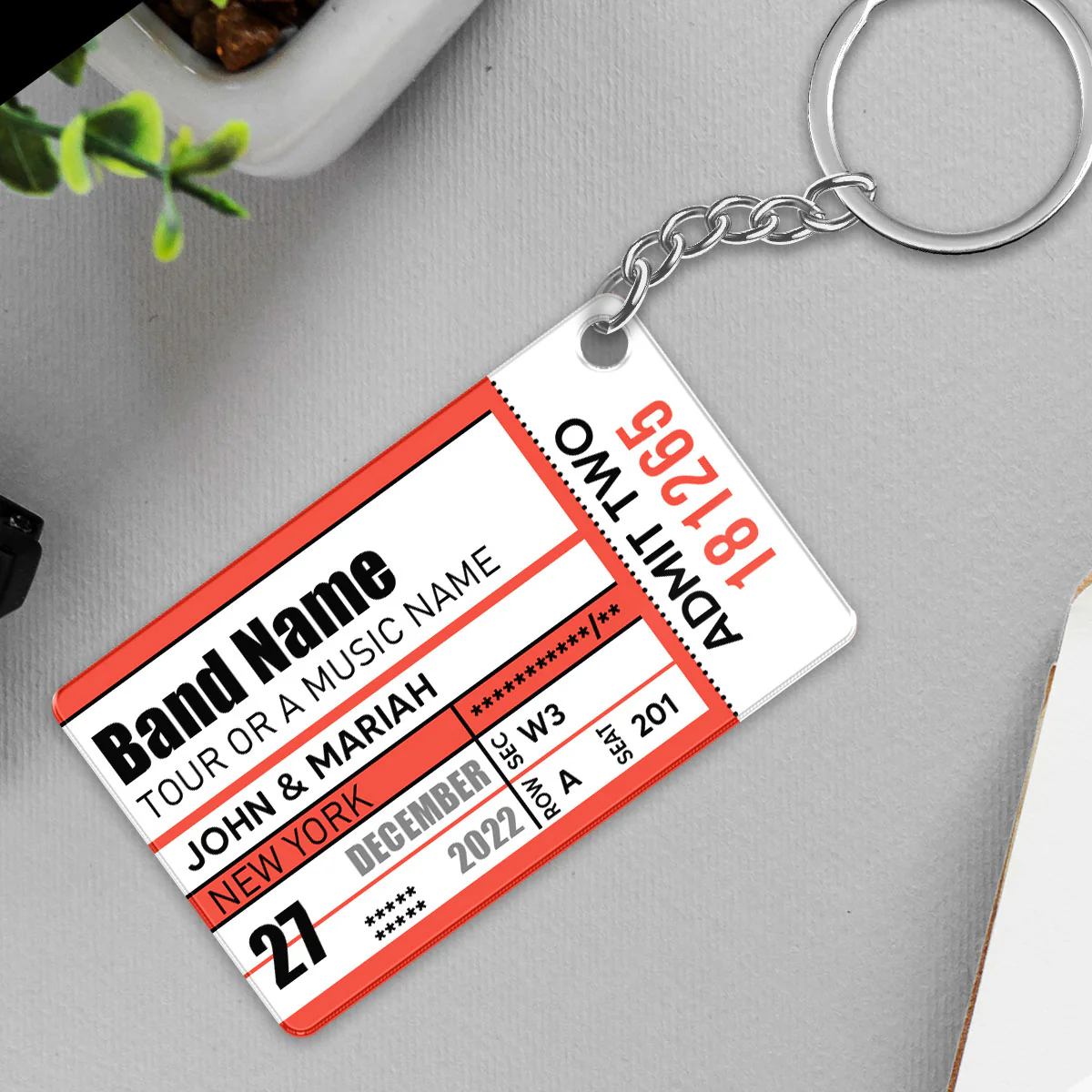 Custom Concert Stub Ticket Keepsake Personalized Acrylic Keychain - Image 4