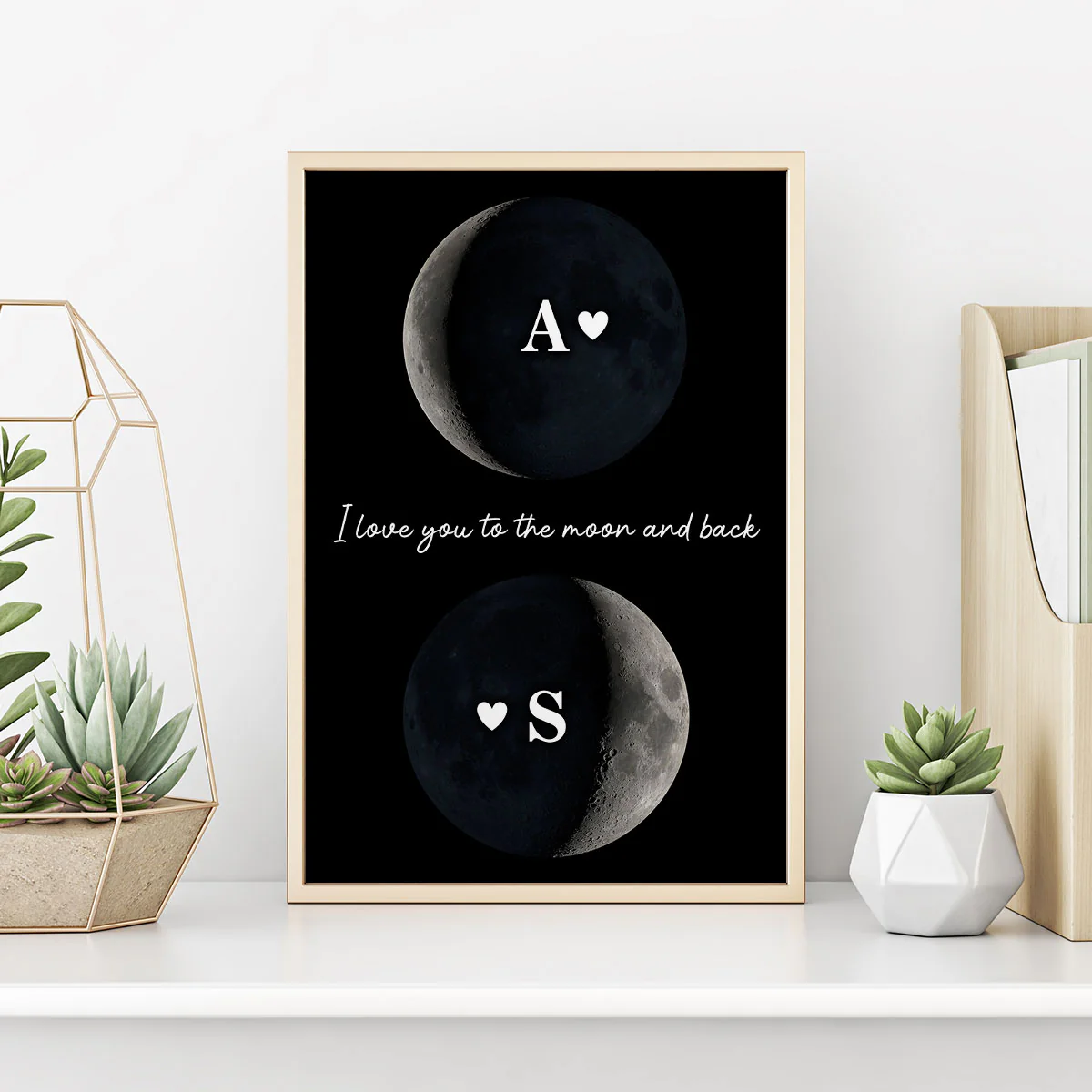Custom Couple Birth Date Moon Phase - Personalized Poster - Valentine's Day Gift For Couple, For Her, For Him - Image 9