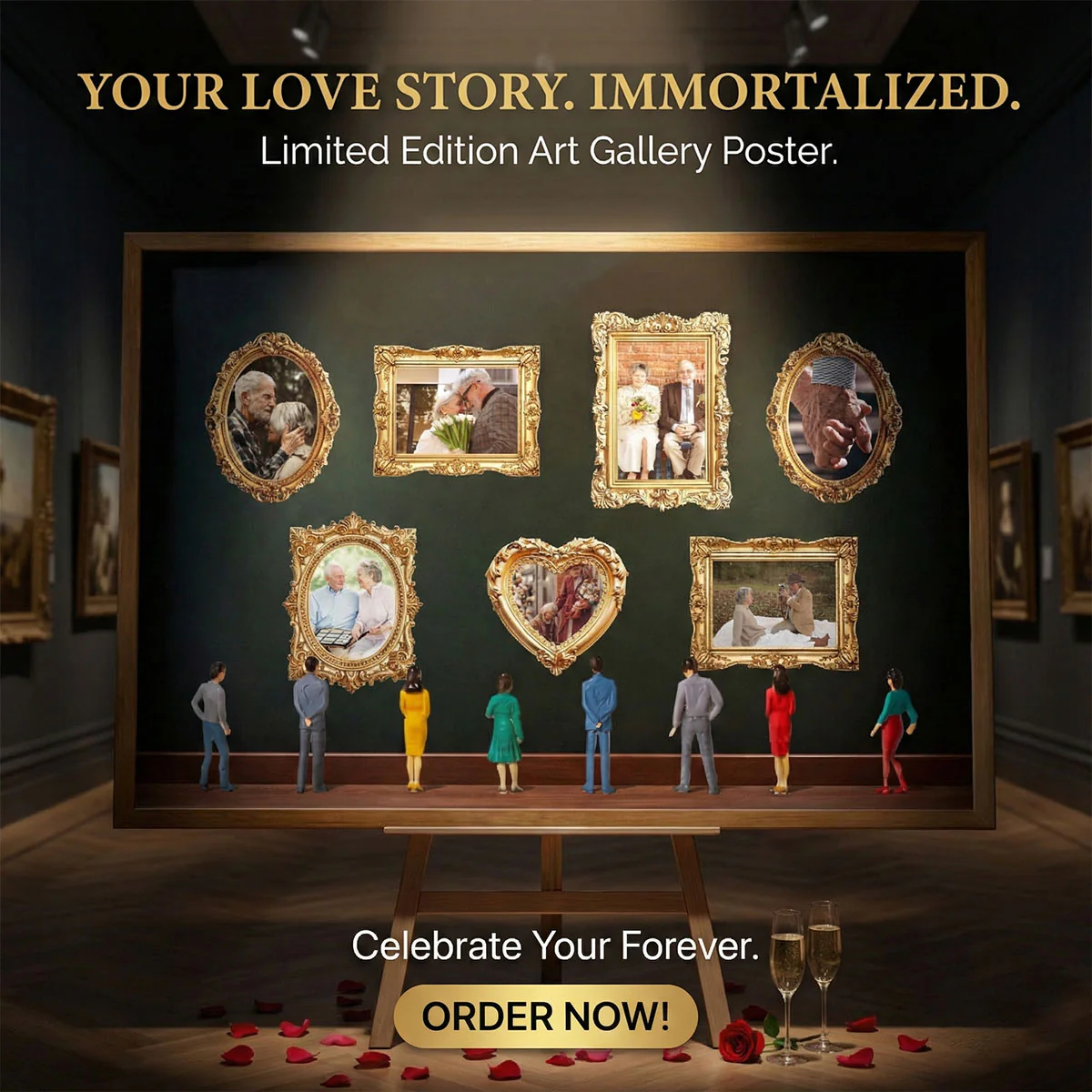 Custom Couple Photos Eternal Love As Art Gallery In Museum Exhibition - Personalized Poster - Gift For Couple - Image 10