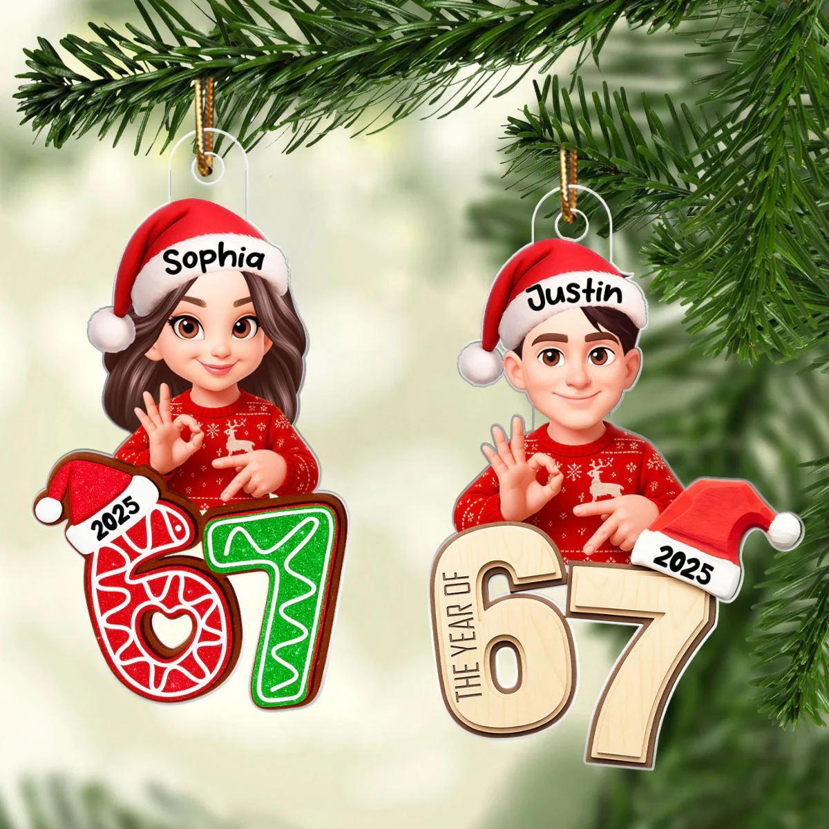 Custom Six Seven - Personalized Acrylic Ornament - Teen Slang Funny Tree Decor, Funny Teen Grandkid Gift - Image 10