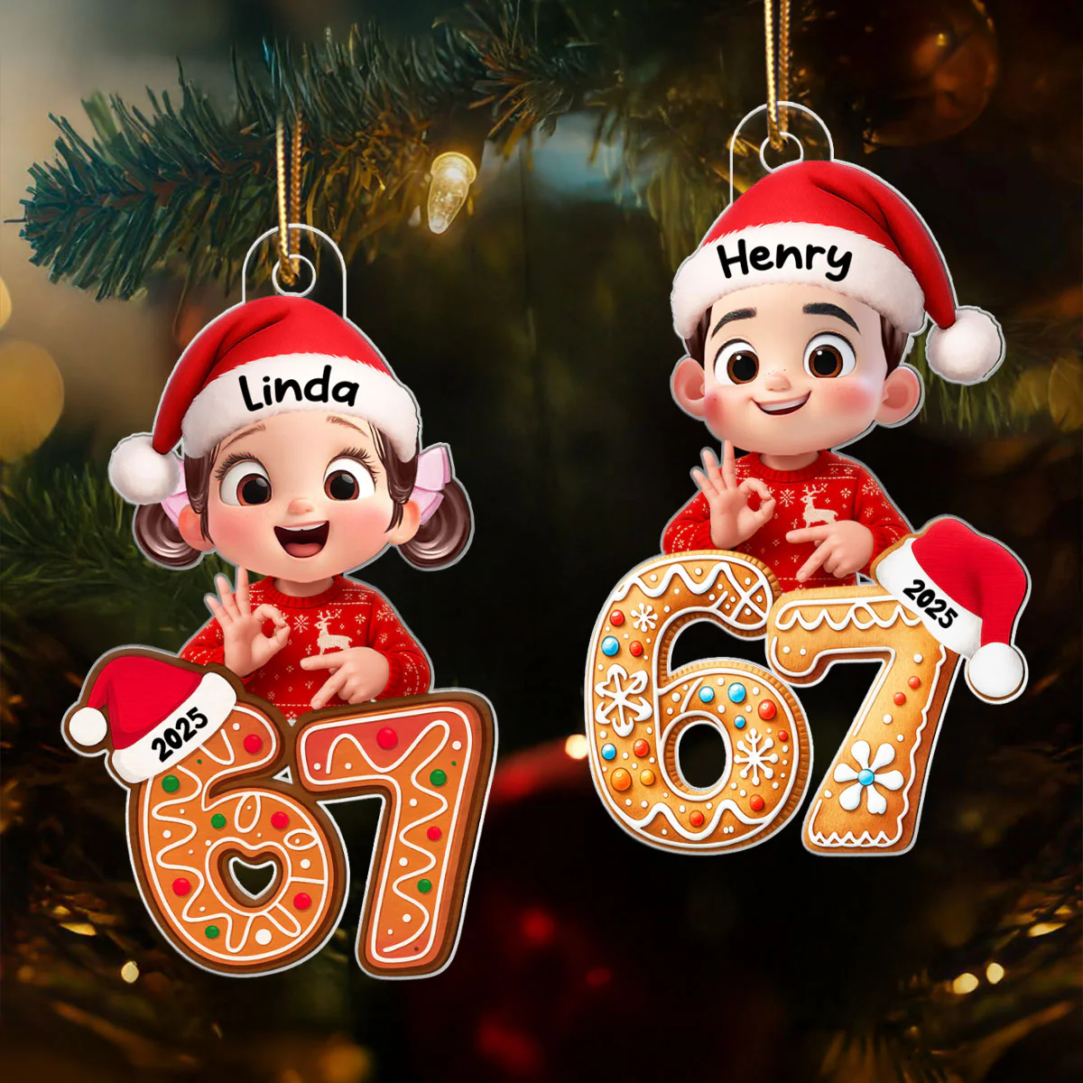 Custom Six Seven - Personalized Acrylic Ornament - Teen Slang Funny Tree Decor, Funny Teen Grandkid Gift - Image 2