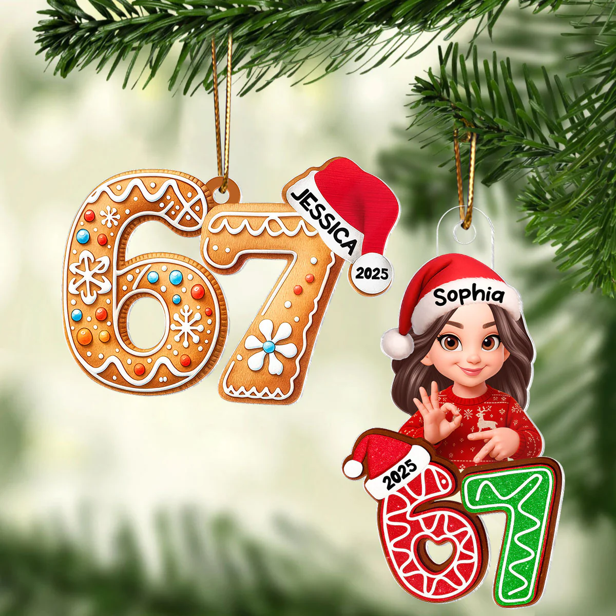 Custom Six Seven - Personalized Acrylic Ornament - Teen Slang Funny Tree Decor, Funny Teen Grandkid Gift - Image 4
