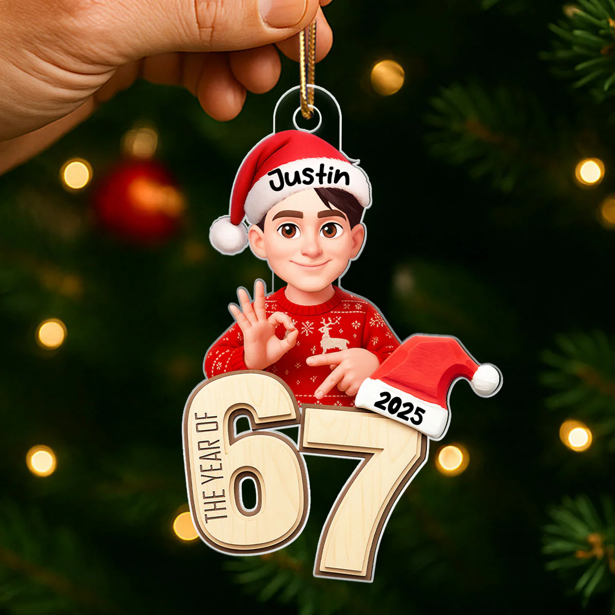 Custom Six Seven - Personalized Acrylic Ornament - Teen Slang Funny Tree Decor, Funny Teen Grandkid Gift - Image 8