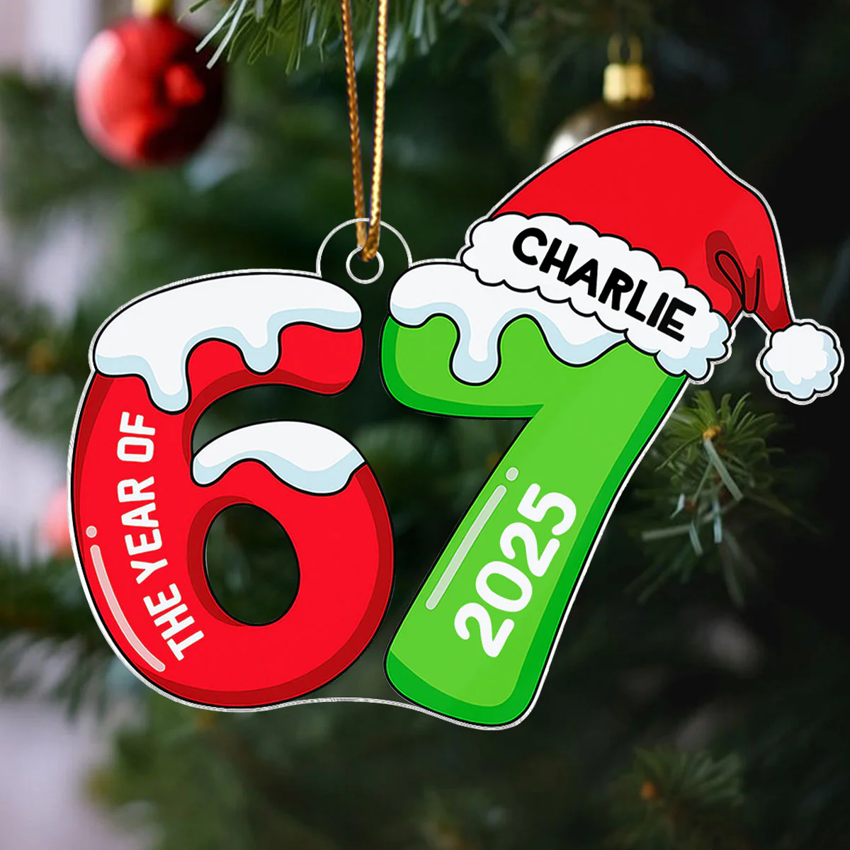 Custom Six Seven - Personalized Acrylic Ornament - Teen Slang Funny Tree Decor, Funny Teen Grandkid Gift - Image 9
