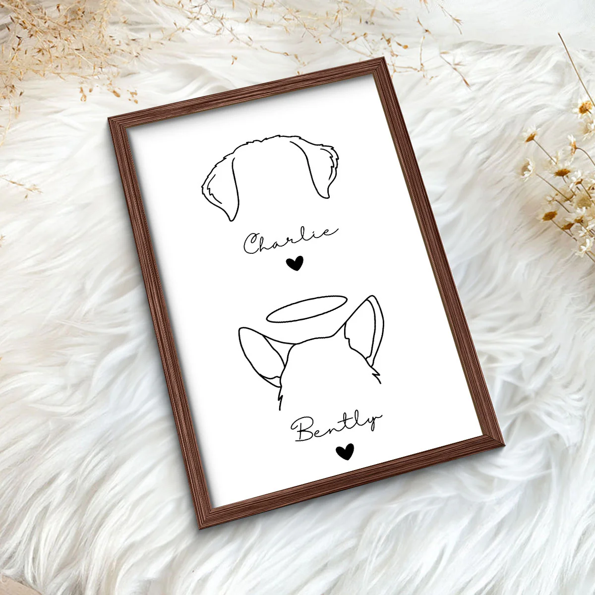 Custom Dog Ear Line Art Drawing Personalized 2-Layer Wooden Plaque - Image 5