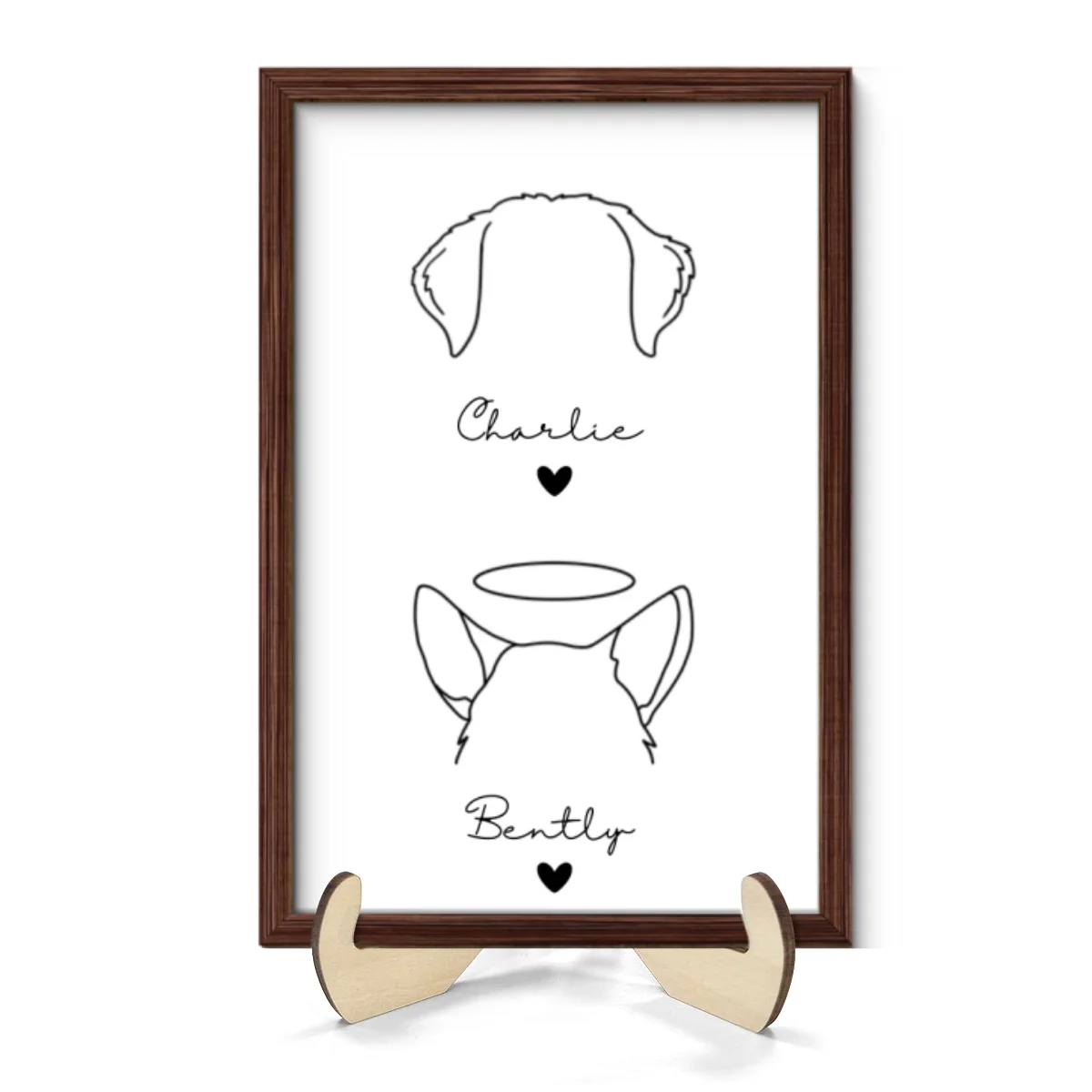 Custom Dog Ear Line Art Drawing Personalized 2-Layer Wooden Plaque - Image 8
