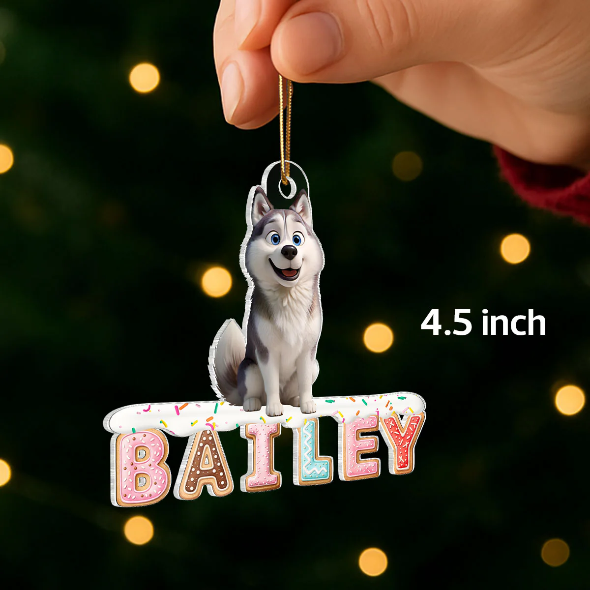 Custom Dog Name Gingerbread Pattern Alphabet - Personalized Acrylic Ornament - Unique Christmas Gift For Dog Lovers - Image 2