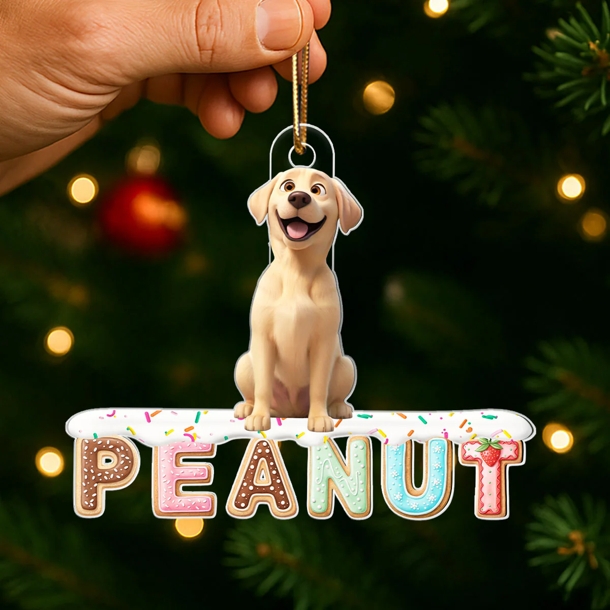 Custom Dog Name Gingerbread Pattern Alphabet - Personalized Acrylic Ornament - Unique Christmas Gift For Dog Lovers - Image 5