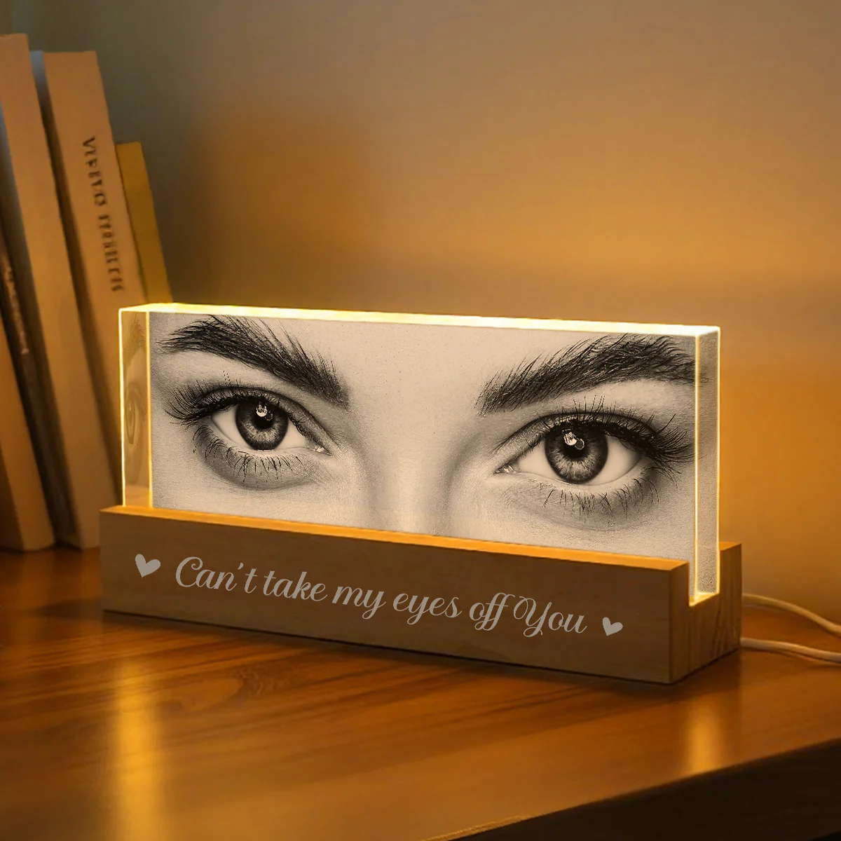 Custom Eye Photo Of Him Of Her - Personalized Acrylic Block Plaque LED Night Light - Funny Valentine's Day Gift For Couple - Image 2