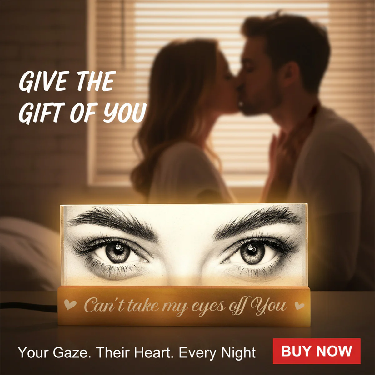 Custom Eye Photo Of Him Of Her - Personalized Acrylic Block Plaque LED Night Light - Funny Valentine's Day Gift For Couple - Image 4