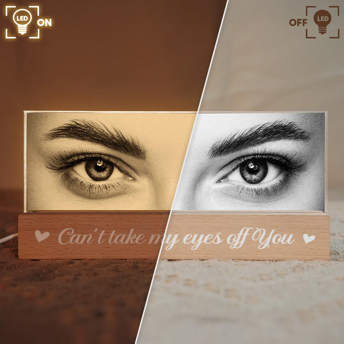 Custom Eye Photo Of Him Of Her - Personalized Acrylic Block Plaque LED Night Light - Funny Valentine's Day Gift For Couple - Image 6