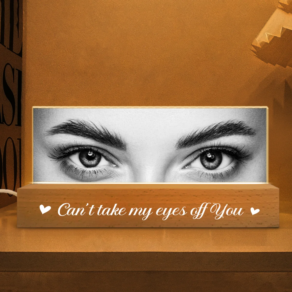 Custom Eye Photo Of Him Of Her - Personalized Acrylic Block Plaque LED Night Light - Funny Valentine's Day Gift For Couple - Image 8