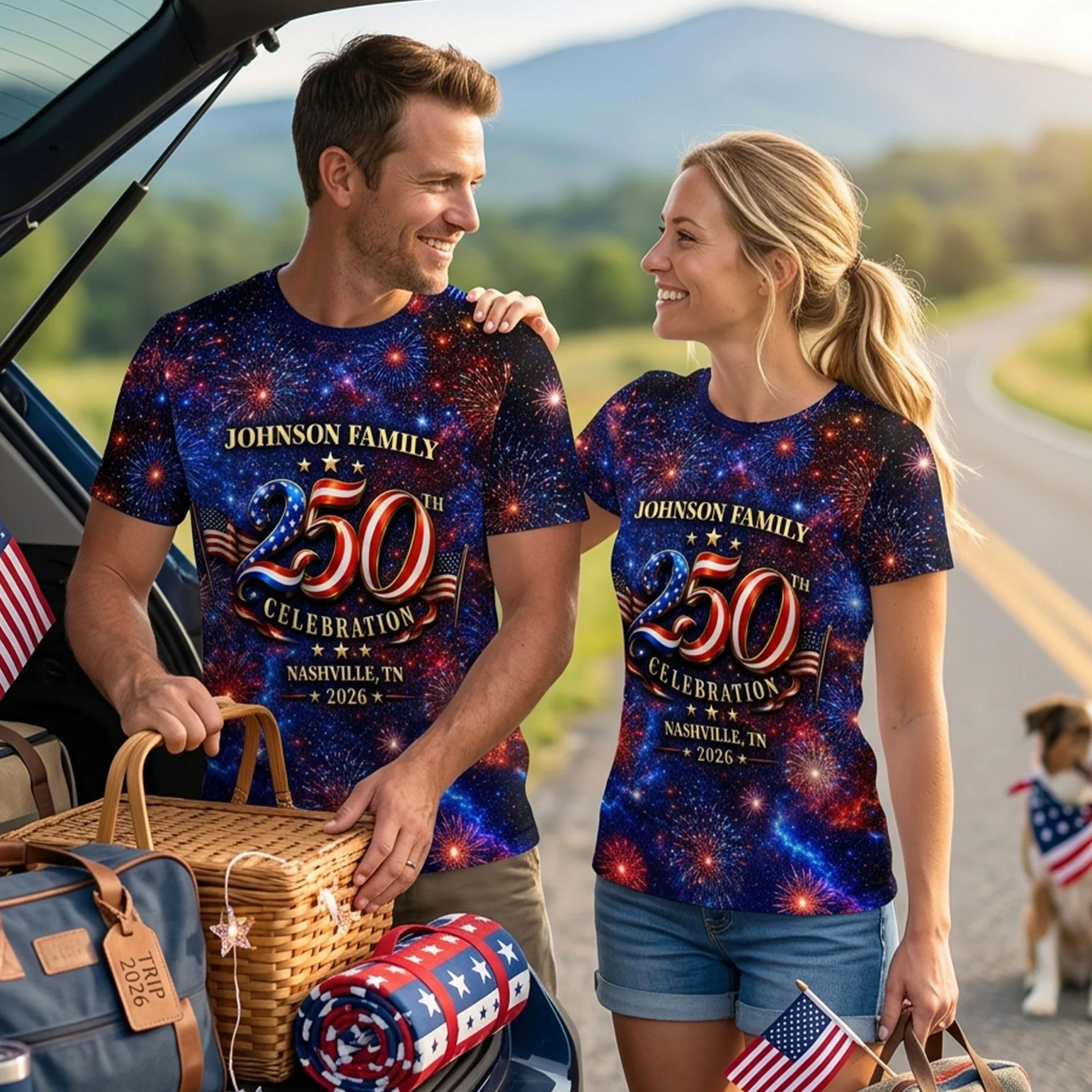 Custom Family American 250th Anniversary 1776 - 2026 - Personalized Shirt - Family Matching Patriotic Crew Shirt - Image 4