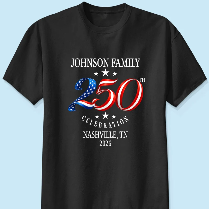 Custom Family American 250th Anniversary 4th of July - Personalized Shirt - Family Matching Patriotic Crew Shirt - Image 9