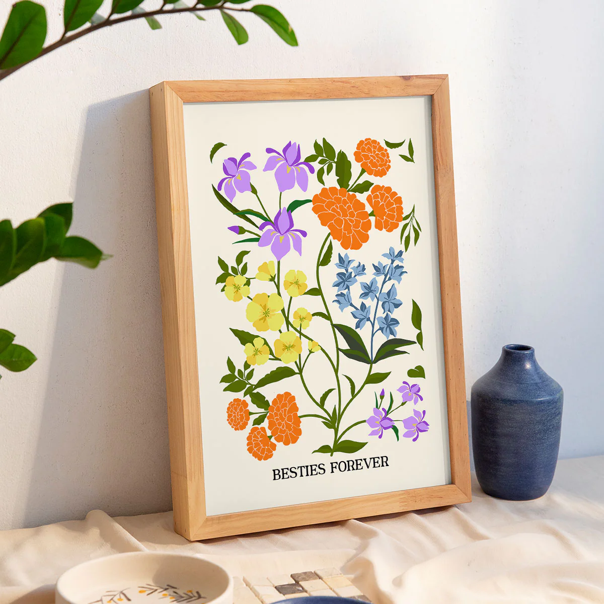 Custom Family Birth Flower Bouquet Artwork Minimalist Personalized Poster, Gift For Mom, Gift For Grandma, Gifts - Image 3