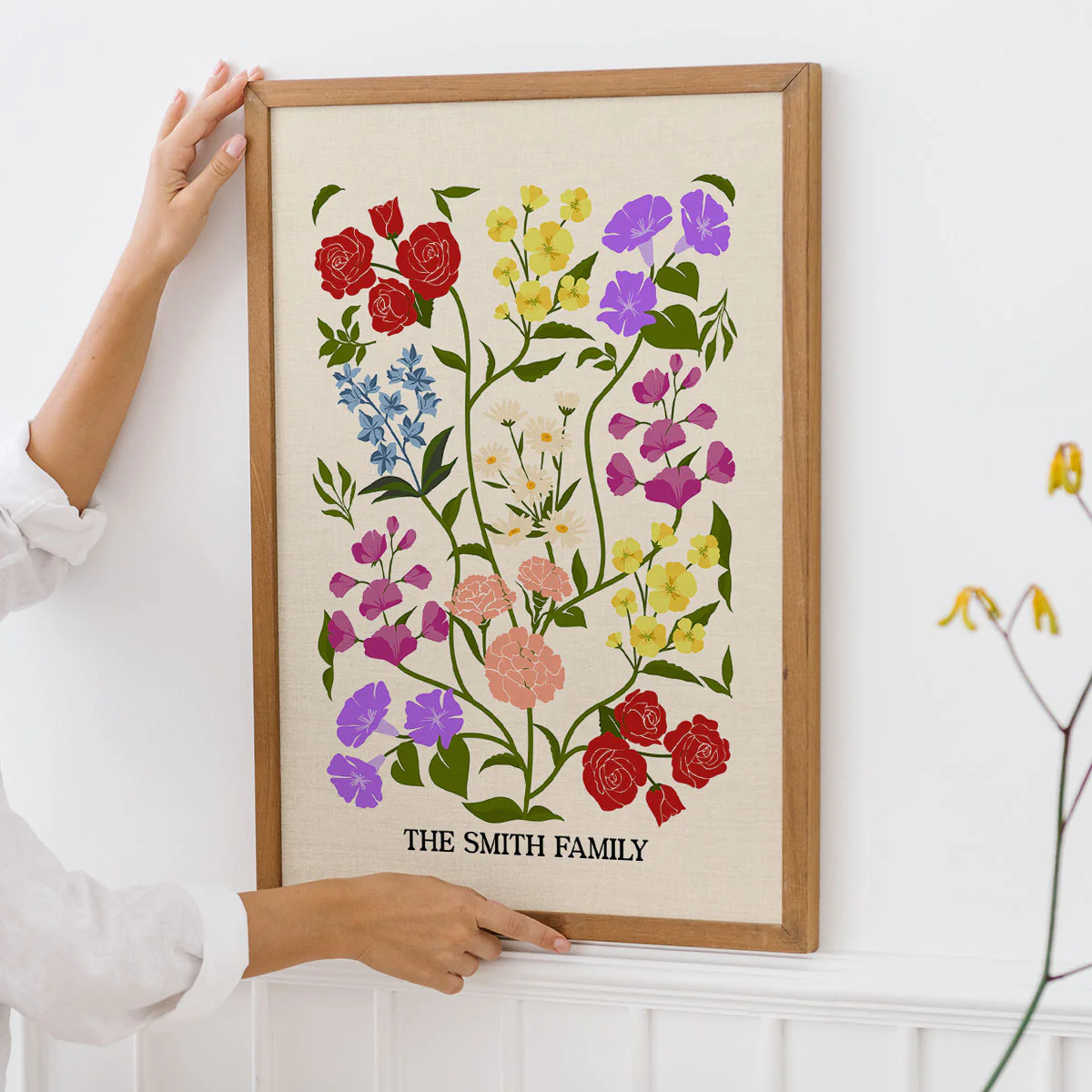 Custom Family Birth Flower Bouquet Artwork Minimalist Personalized Poster, Gift For Mom, Gift For Grandma, Gifts - Image 7
