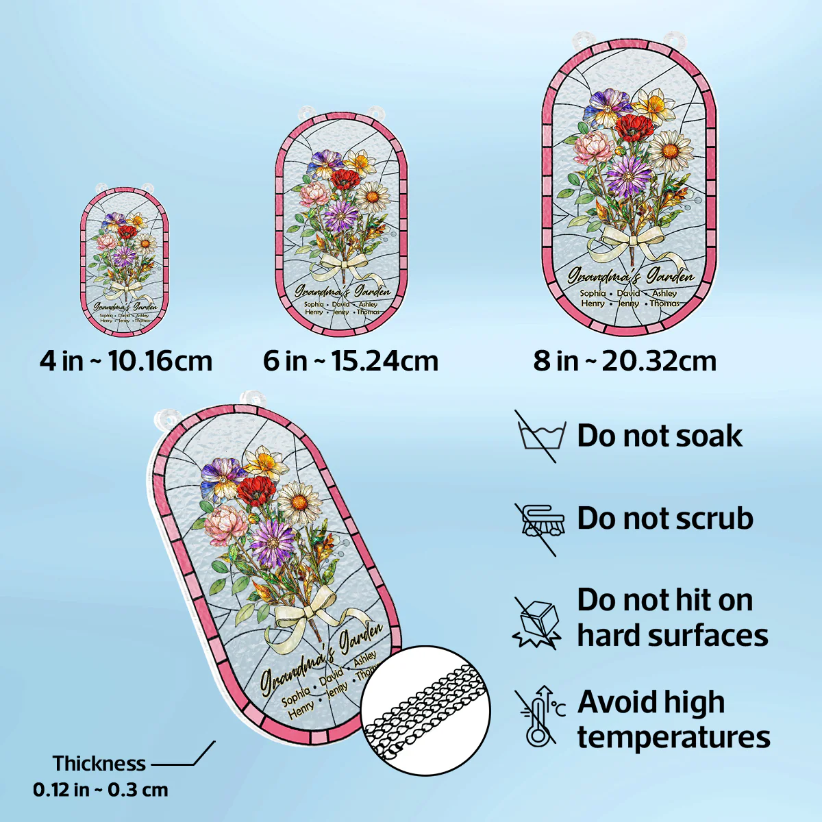 Custom Family Birth Flowers Grandma's Garden - Personalized Suncatcher - Heartfelt Mother's Day Gift for Grandma, Mom, Wife - Image 12