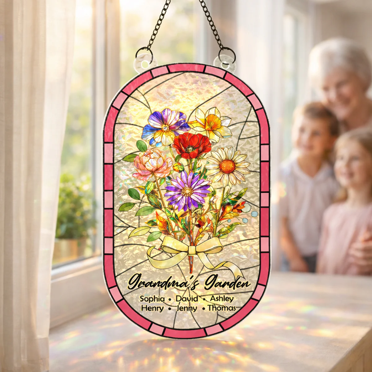 Custom Family Birth Flowers Grandma's Garden - Personalized Suncatcher - Heartfelt Mother's Day Gift for Grandma, Mom, Wife - Image 6