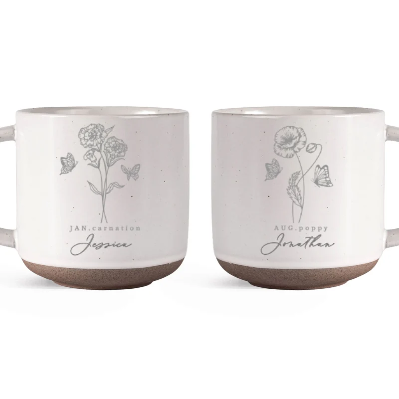 Custom Family Birth Flowers Personalized Engraved Pottery Mug, Birthday Christmas Gift for Mom, Grandma, Dad, Daughter - Image 8
