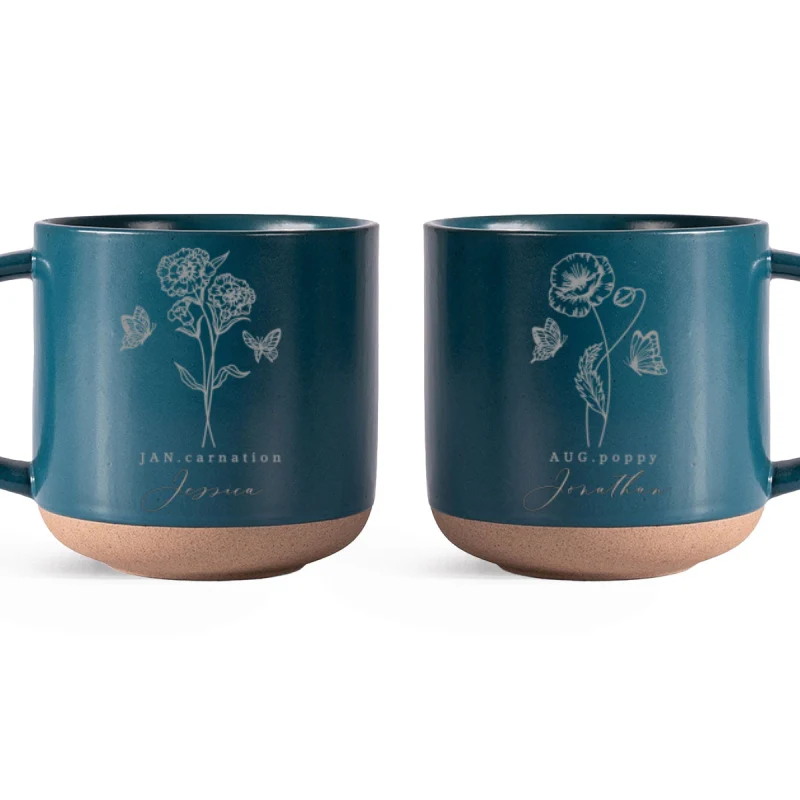Custom Family Birth Flowers Personalized Engraved Pottery Mug, Birthday Christmas Gift for Mom, Grandma, Dad, Daughter - Image 9