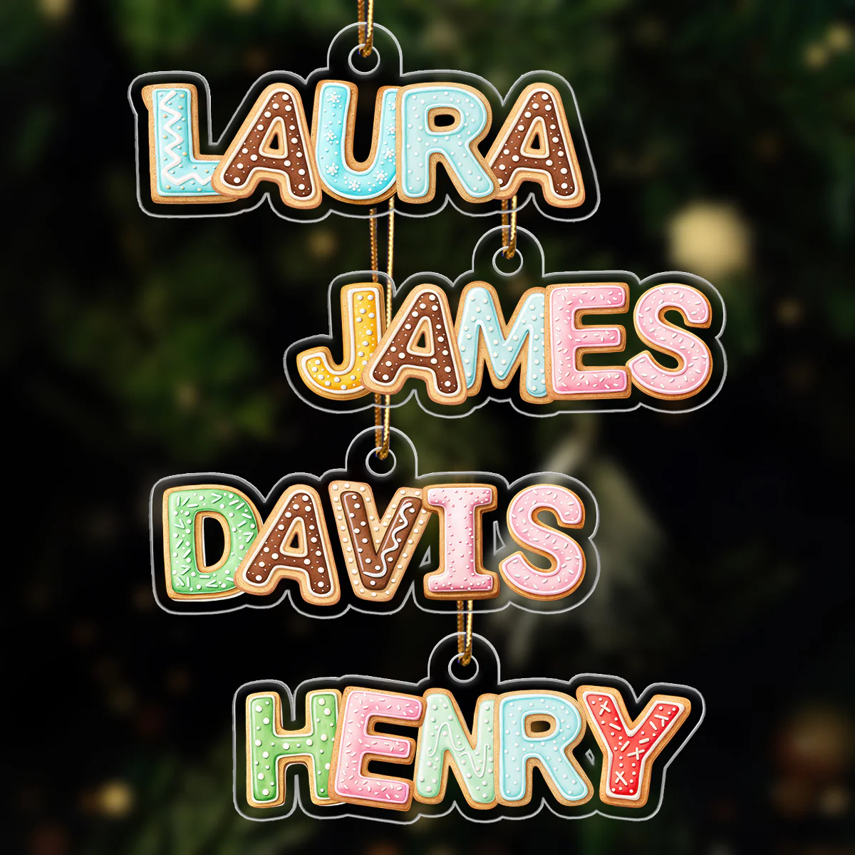 Custom Family Name Cookies Alphabet - Personalized Acrylic Ornament - Unique Christmas Gift For Family - Image 6
