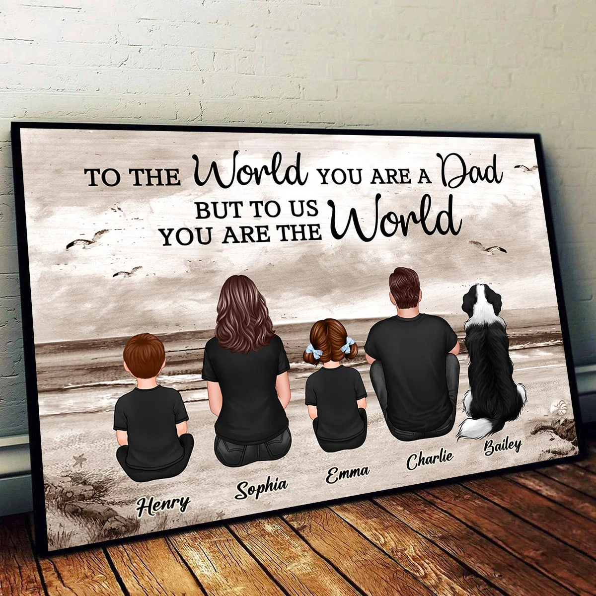 Custom Family Retro Vintage Beach Landscape Poster, Gift For Husband, Dad, Grandpa - Image 2