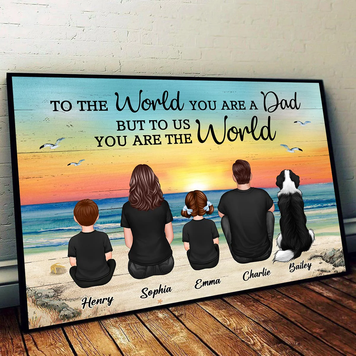 Custom Family Retro Vintage Beach Landscape Poster, Gift For Husband, Dad, Grandpa - Image 2