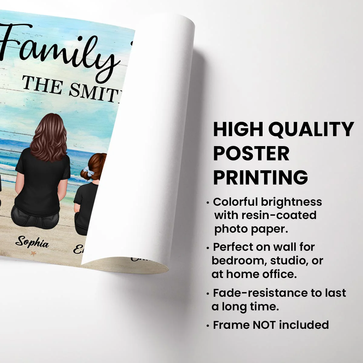 Custom Family Retro Vintage Beach Landscape Poster, Gift For Husband, Dad, Grandpa - Image 3
