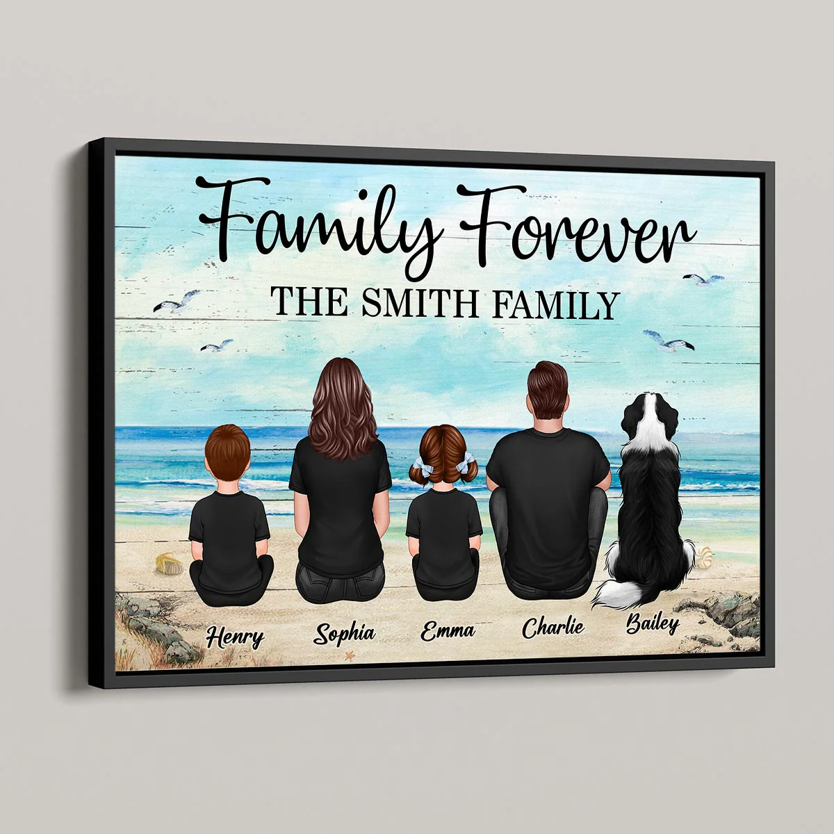 Custom Family Retro Vintage Beach Landscape Poster, Gift For Husband, Dad, Grandpa - Image 4
