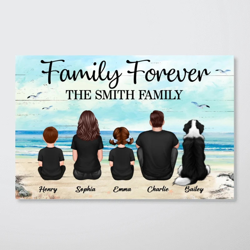 Custom Family Retro Vintage Beach Landscape Poster, Gift For Husband, Dad, Grandpa - Image 6