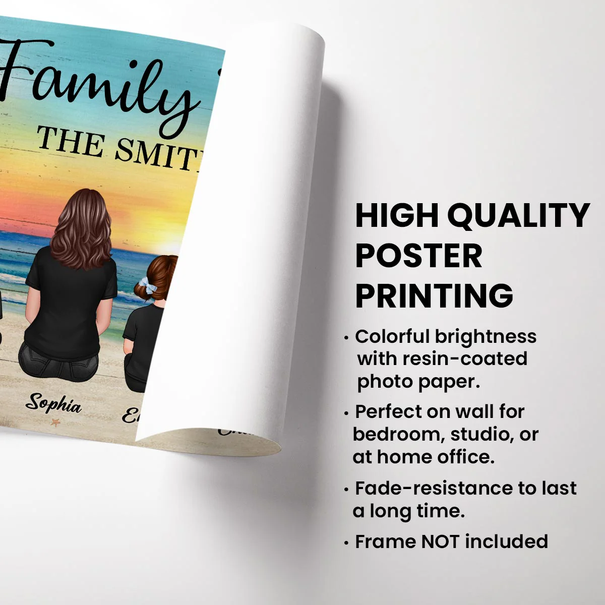 Custom Family Retro Vintage Beach Landscape Poster, Gift For Husband, Wife, Dad, Mom - Image 3