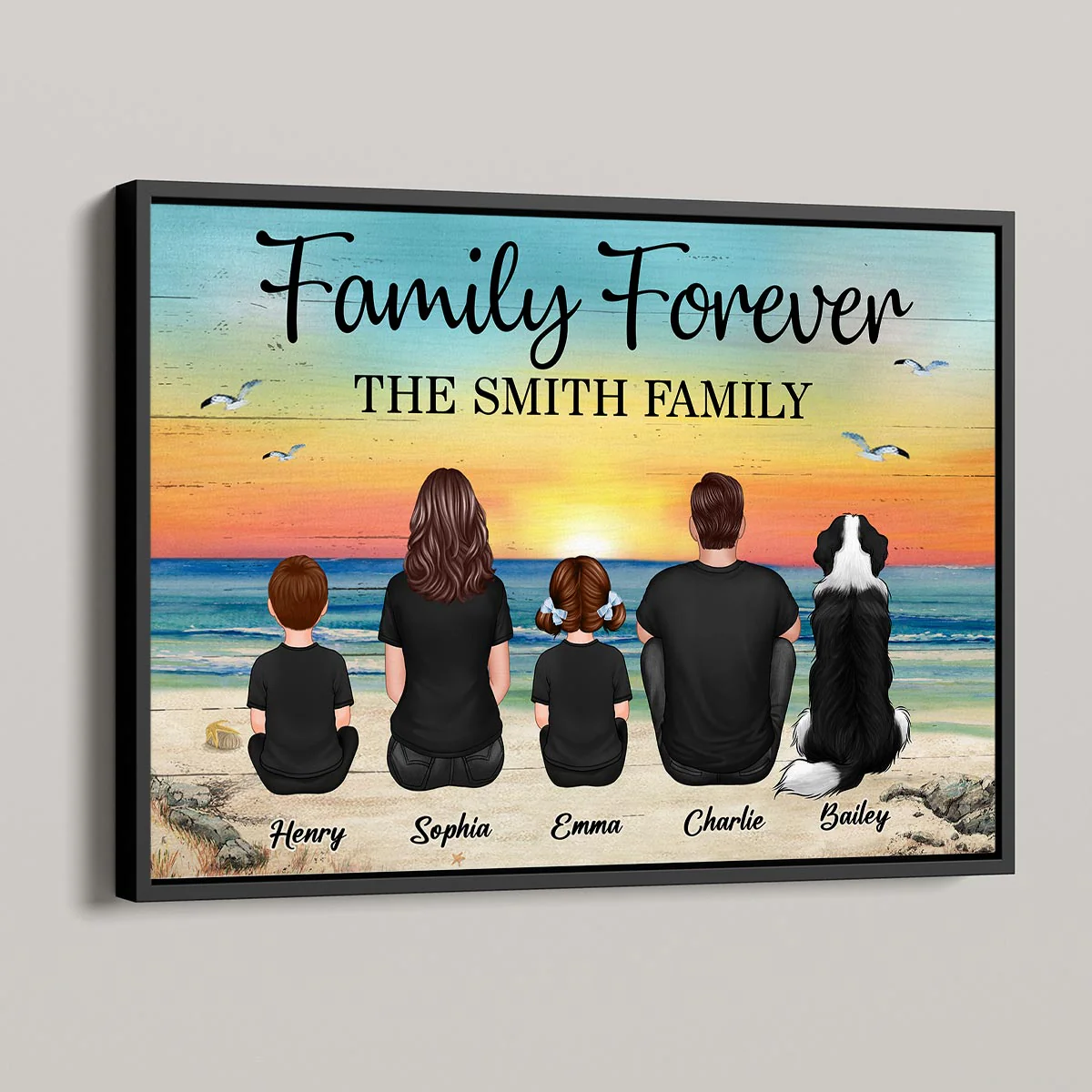 Custom Family Retro Vintage Beach Landscape Poster, Gift For Husband, Wife, Dad, Mom - Image 4