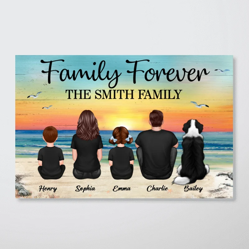 Custom Family Retro Vintage Beach Landscape Poster, Gift For Husband, Wife, Dad, Mom - Image 6