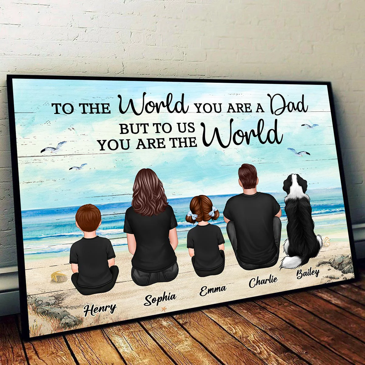 Custom Family Retro Vintage Beach Landscape Poster, Gift For Husband, Dad, Grandpa - Image 2
