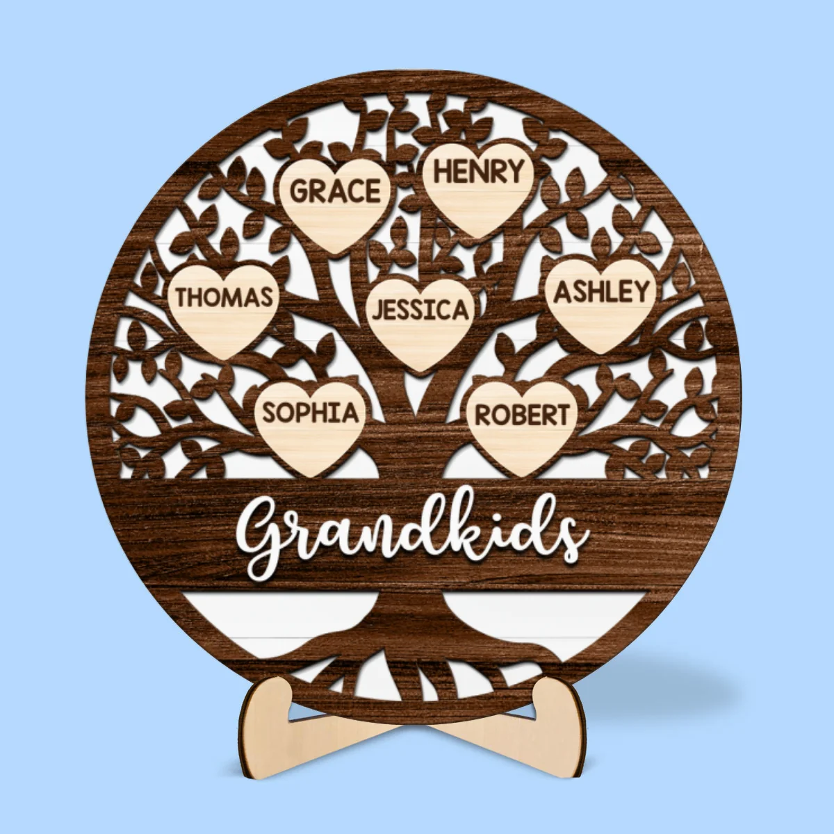 Custom Family Tree Name Gift For Grandma Mom Personalized 2-Layer Wooden Plaque - Image 8