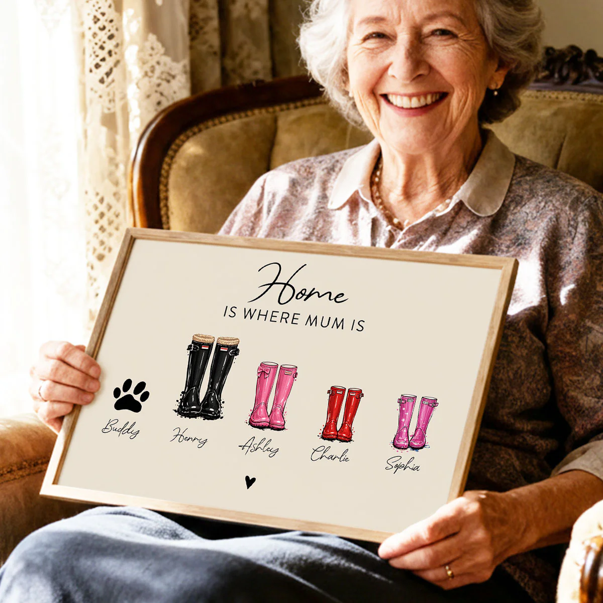 Custom Family Wellie Boot Print - Personalised Poster - Sentimental Mother's Day Gift for Mum, Heartfelt Keepsake Art - Image 2