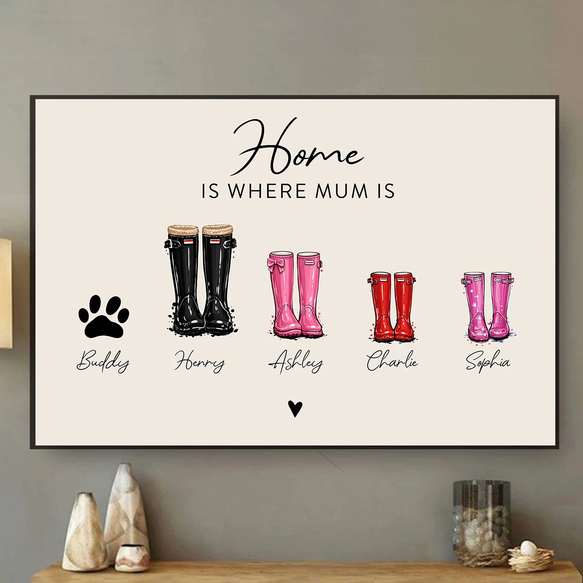 Custom Family Wellie Boot Print - Personalised Poster - Sentimental Mother's Day Gift for Mum, Heartfelt Keepsake Art - Image 6