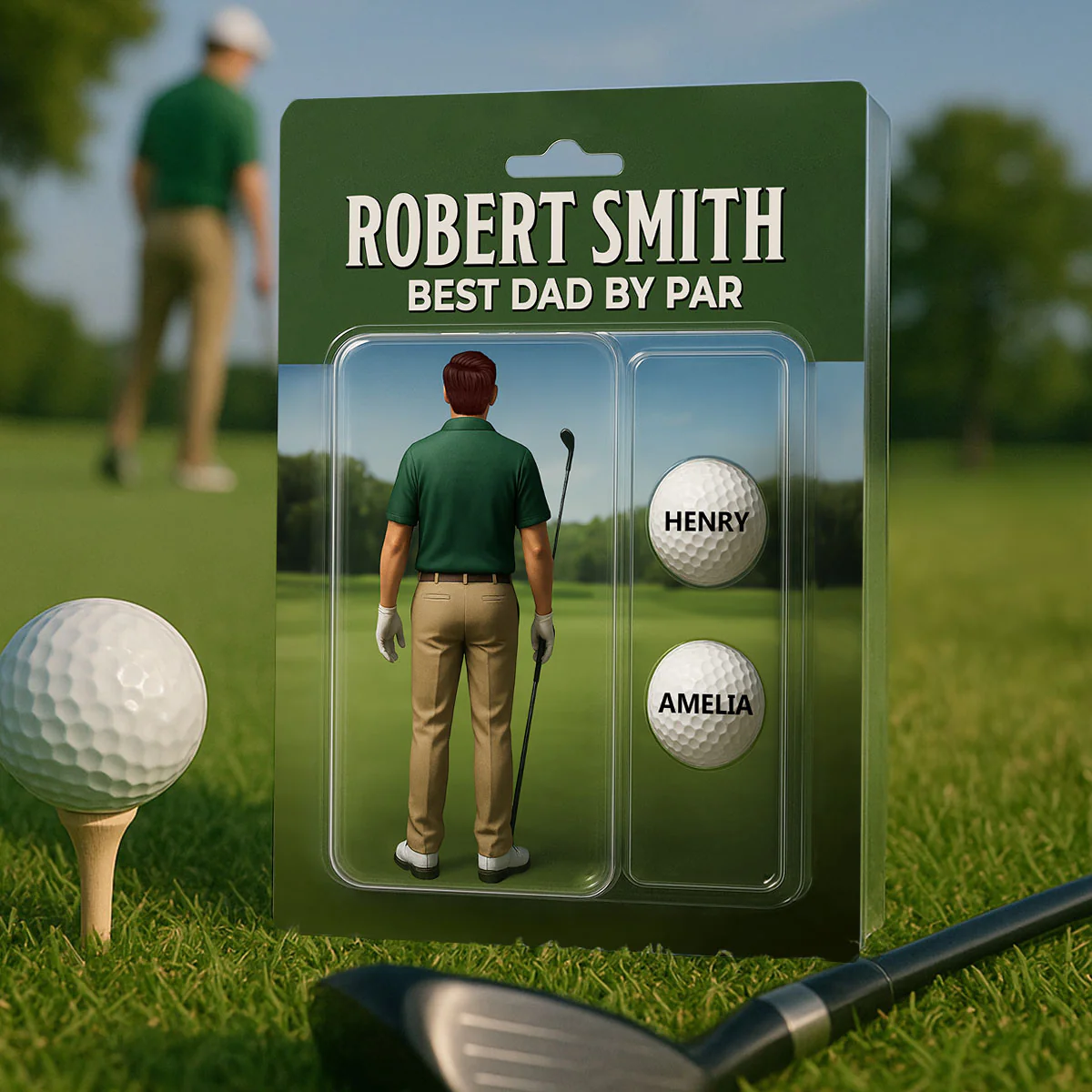 Custom Figure Best Dad By Par With Kids' Names Personalized Acrylic Block Plaque, Perfect Gift For Dad, For Him, For Golf Lover - Image 2