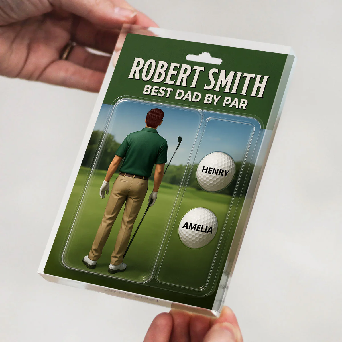Custom Figure Best Dad By Par With Kids' Names Personalized Acrylic Block Plaque, Perfect Gift For Dad, For Him, For Golf Lover - Image 3