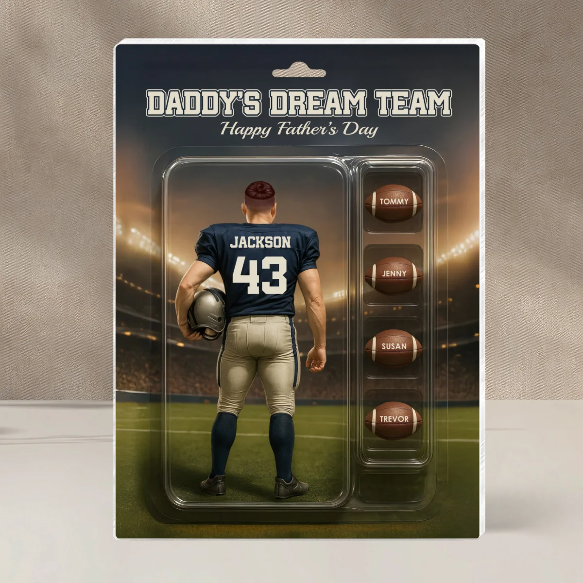 Custom Figure Football Dad With Kids' Names Personalized Acrylic Block Plaque, Perfect 2025 Gift For Him, For Dad, For Husband, For Football Lover - Image 11