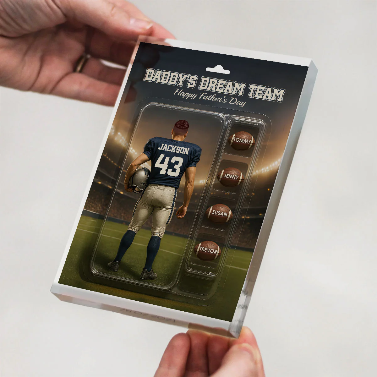 Custom Figure Football Dad With Kids' Names Personalized Acrylic Block Plaque, Perfect 2025 Gift For Him, For Dad, For Husband, For Football Lover - Image 8