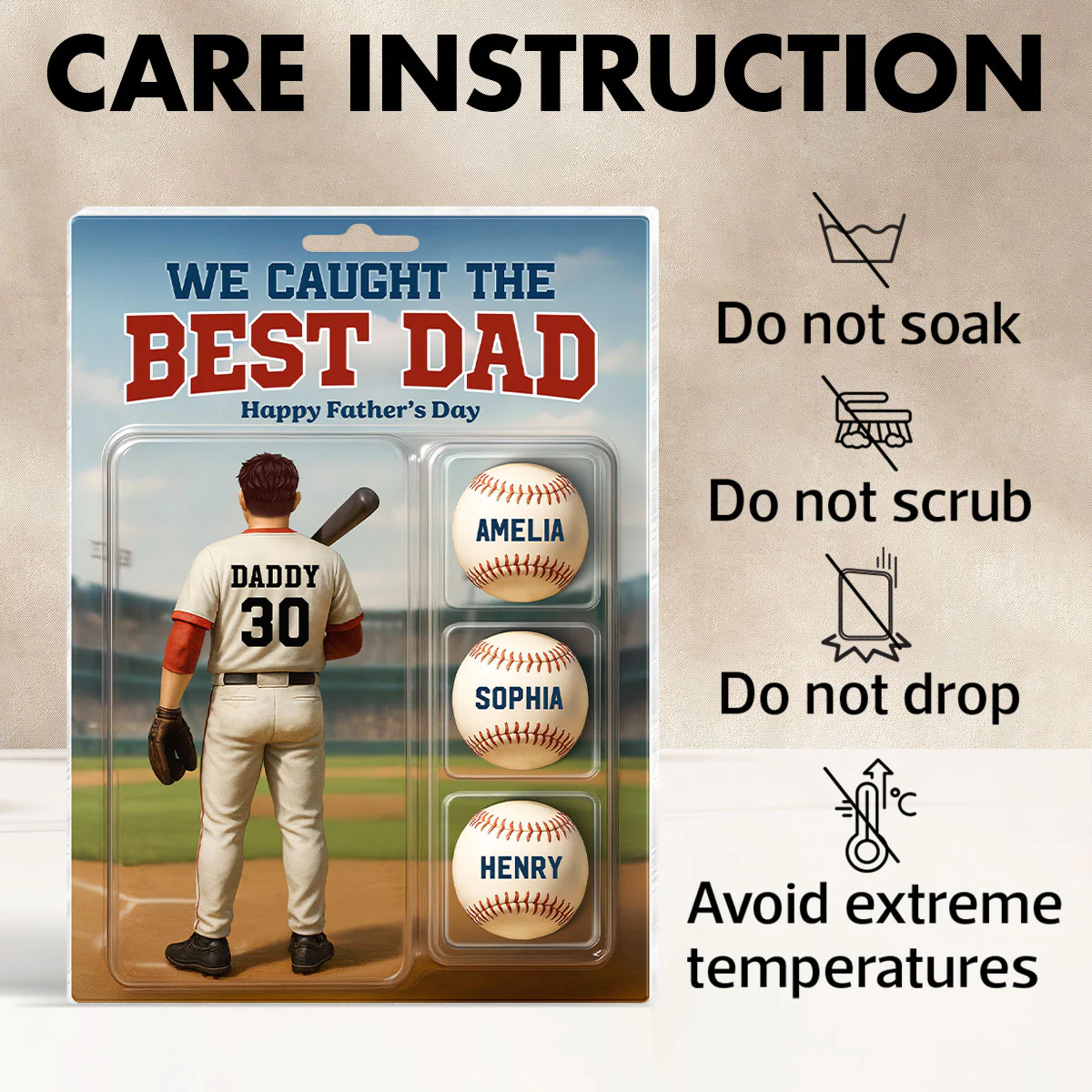 Custom Figure We Caught The Best Dad Baseball With Kids' Names Personalized Acrylic Block Plaque, Perfect Gift For Him, For Dad, For Baseball Lover - Image 10