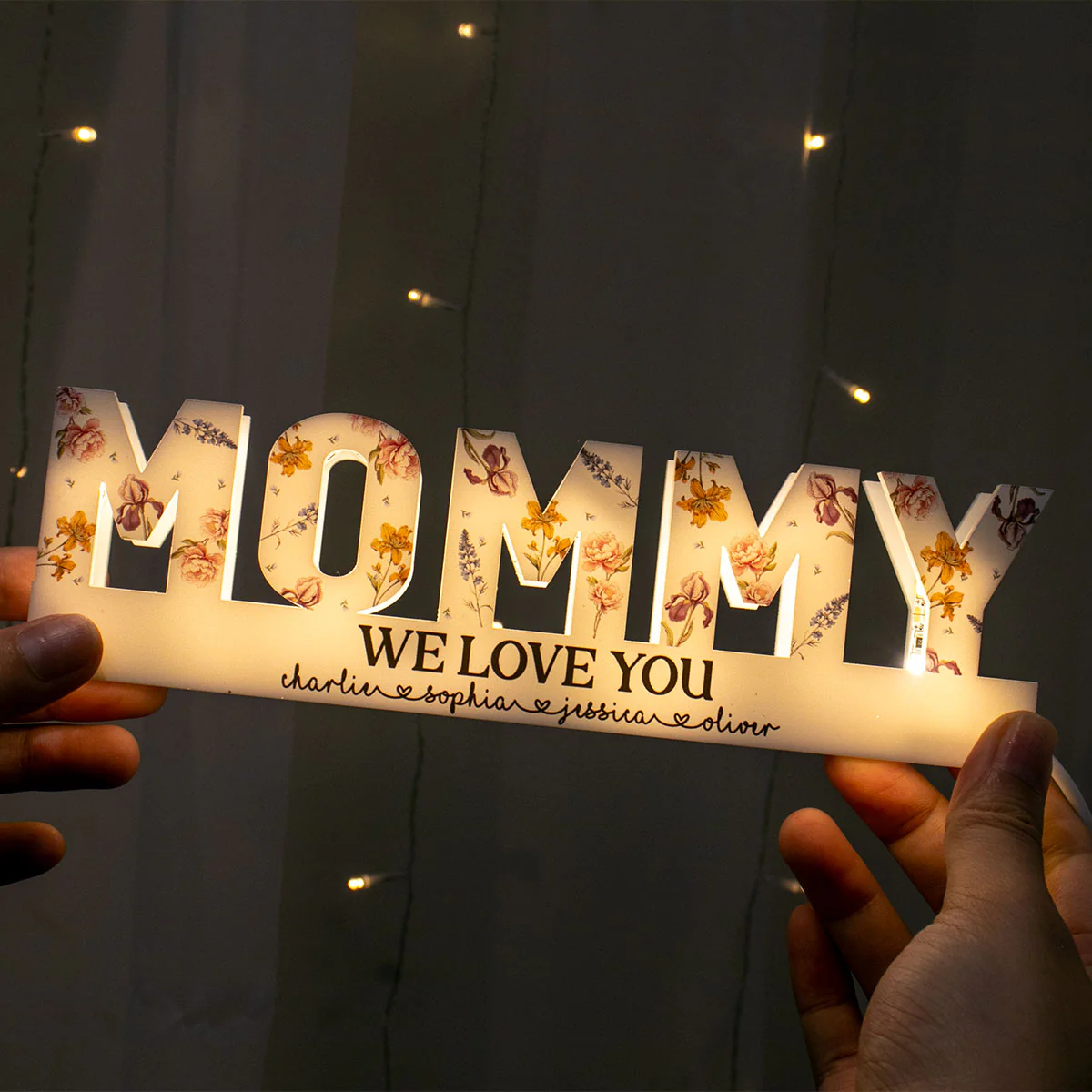 Custom Flower Printed LED Light Box, Birth Month Flower, Gift For Mom, Gift For Grandma - Image 6