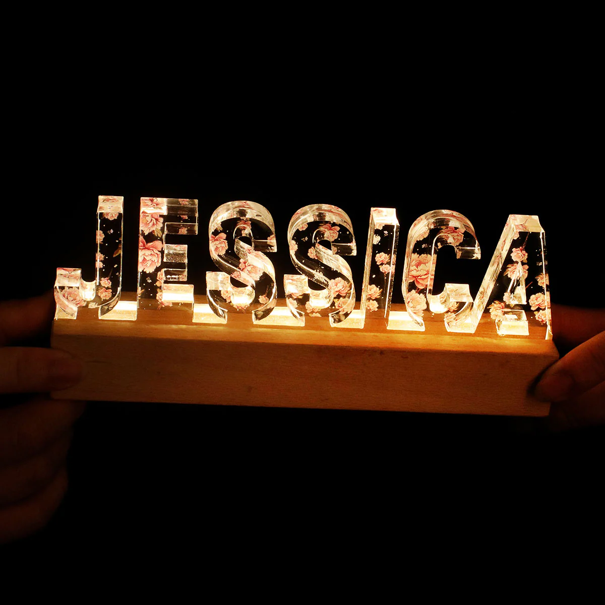 Custom Flower Printed LED Night Light, Birth Month Flower, Custom Name, Gift For Her - Image 4