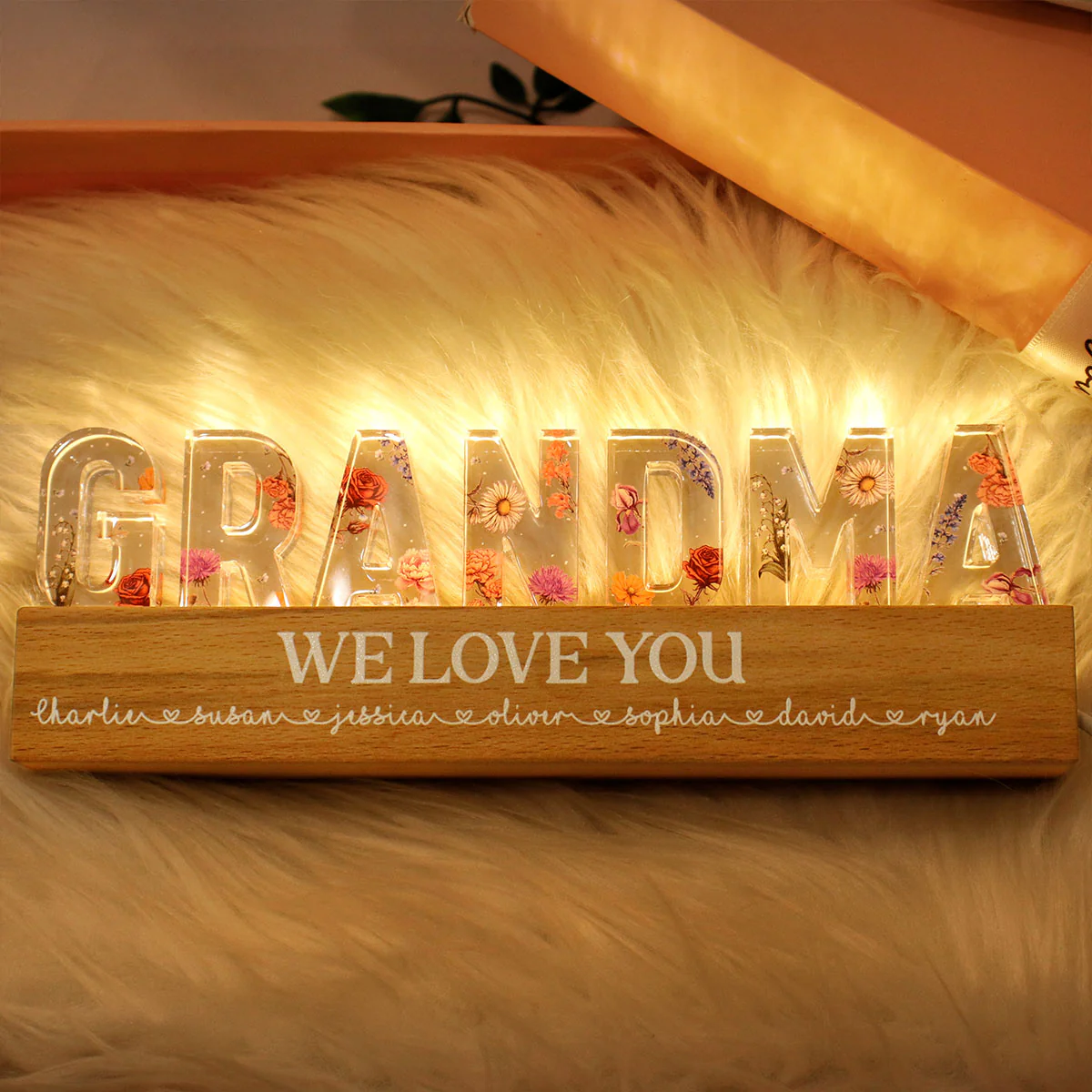 Custom Birth Month Flower - Personalized Acrylic Block Plaque LED Night Light - Gift for Mom, Gift for Grandma, Gift for Wife - Image 4