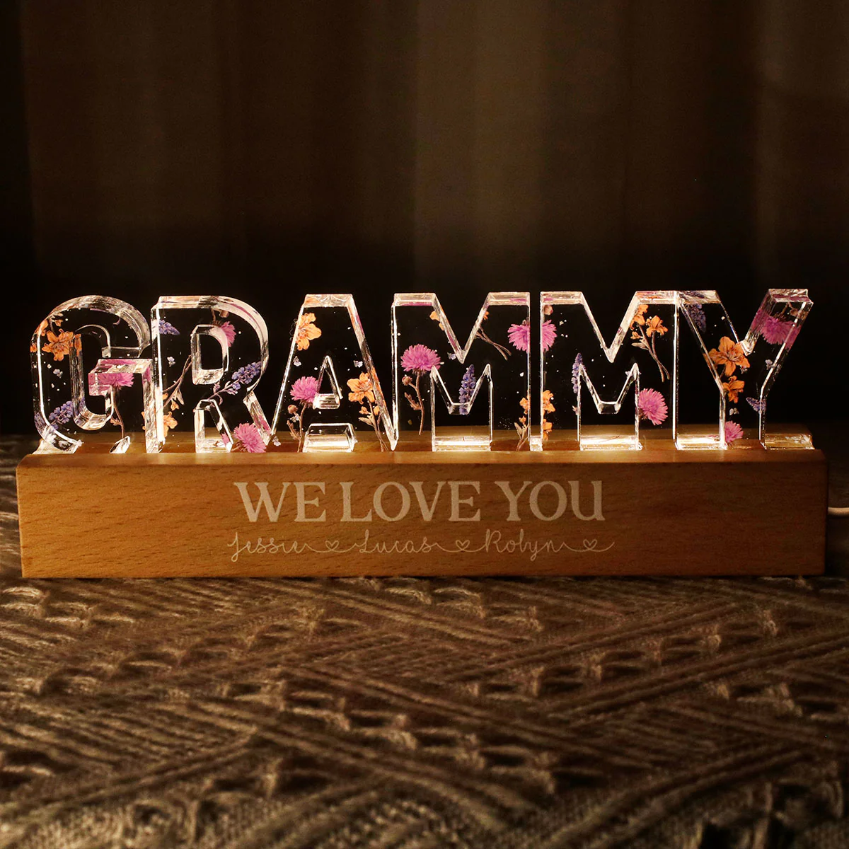 Custom Birth Month Flower - Personalized Acrylic Block Plaque LED Night Light - Gift for Mom, Gift for Grandma, Gift for Wife - Image 7