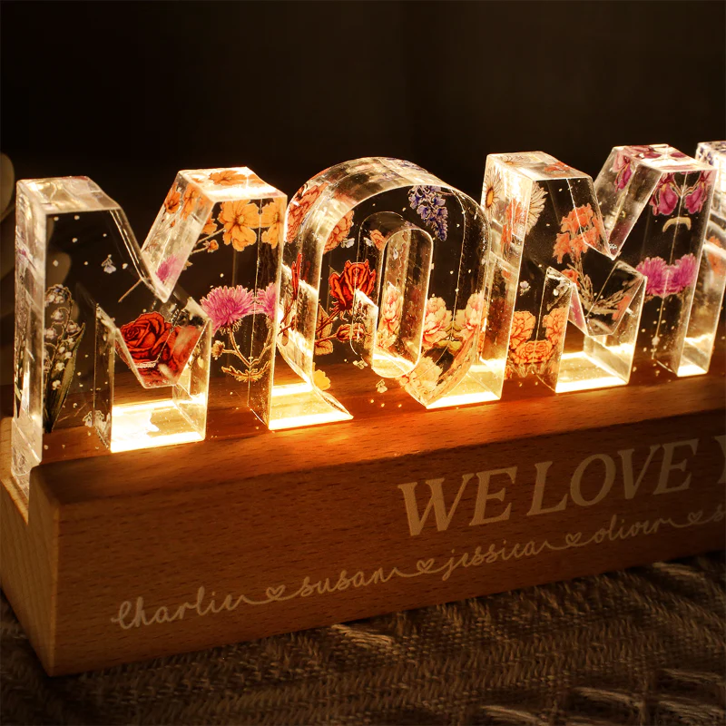 Custom Flowers Printed LED Night Light, Birth Month Flower, Gift For Mom, Gift For Grandma - Image 10