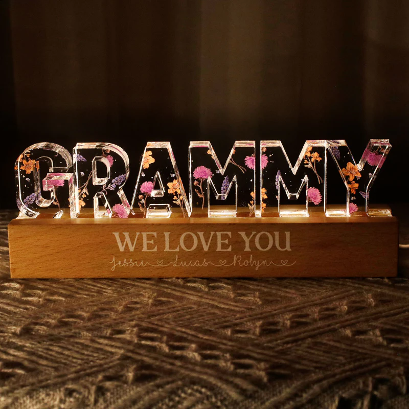 Custom Flowers Printed LED Night Light, Birth Month Flower, Gift For Mom, Gift For Grandma - Image 6